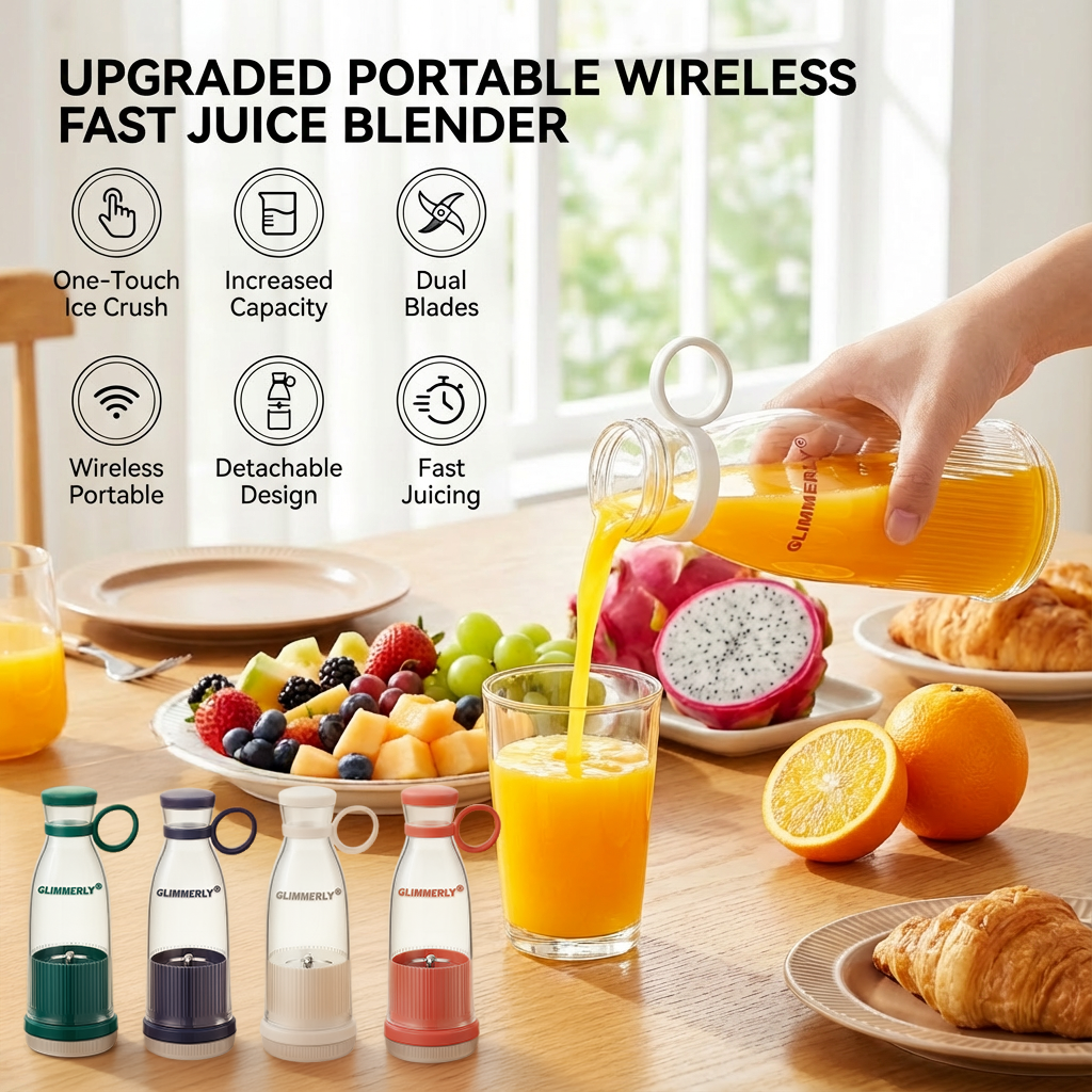 ⚡FLASH SALE · Up to 50% OFF ⚡ GLIMMERLY® Portable Juicer – Blend Fresh Smoothies & Juice for Gym, Office & Travel