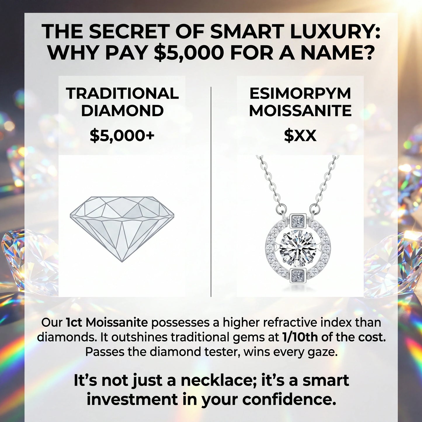 🔥 90% OFF TODAY:  The "Beating Heart" 1-Carat Moissanite Solitaire Necklace💎